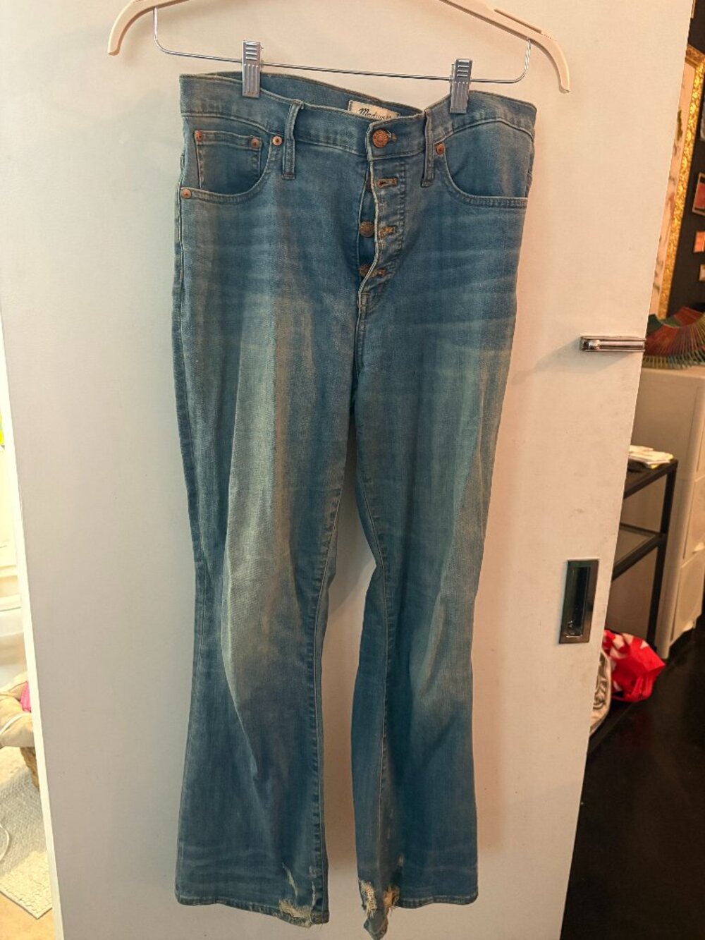 Madewell Bootcut Jeans Light Wash Distressed Hem Sz 30